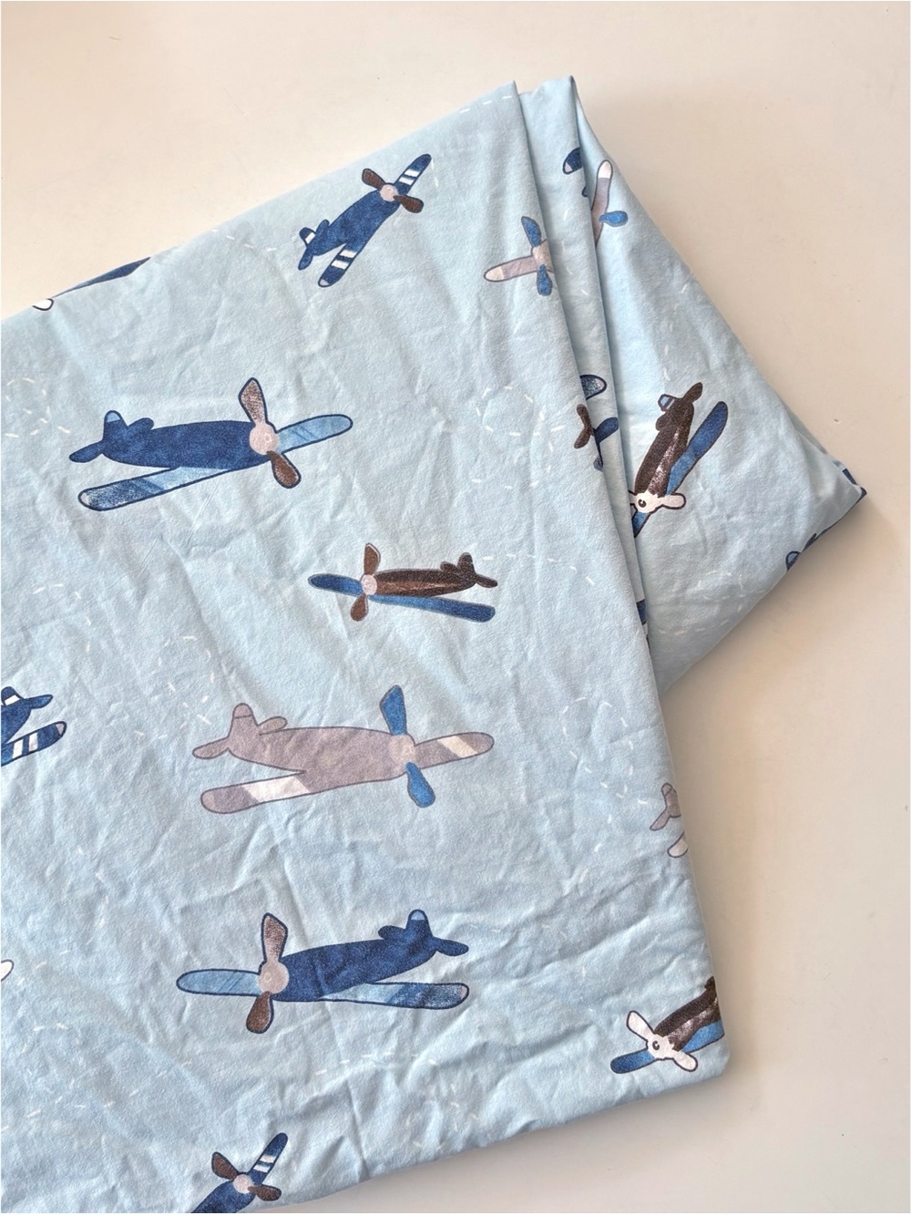 Pottery Barn Kids ||‎ Danny Airplanes Propeller Plane Twin Flat Sheet Blue